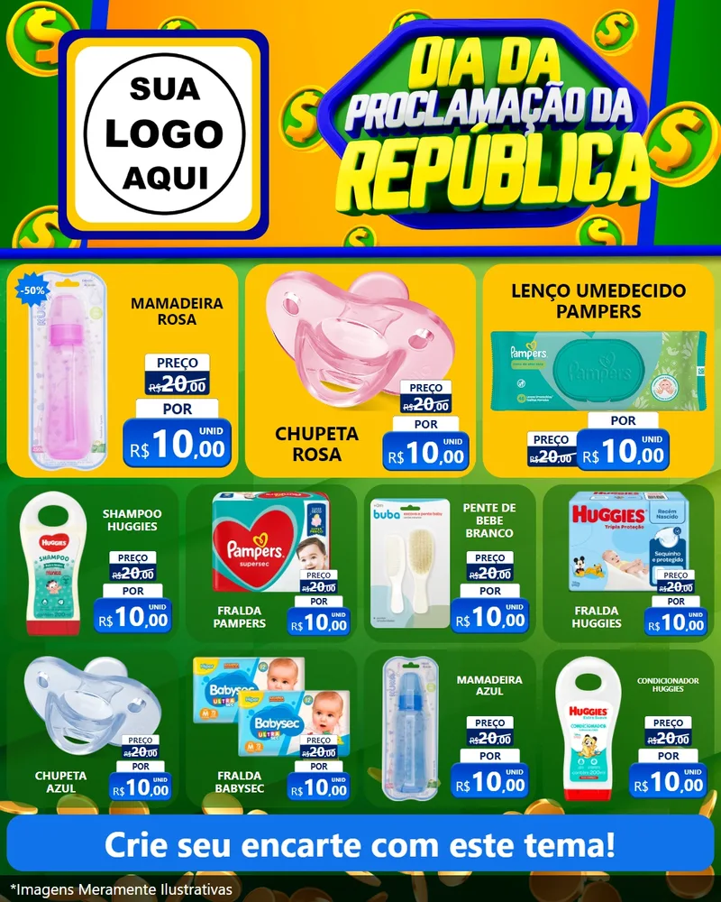 Modelo de Rede Social para Feed Instagram com o tema Dia Da Proclamação da República para Bebês