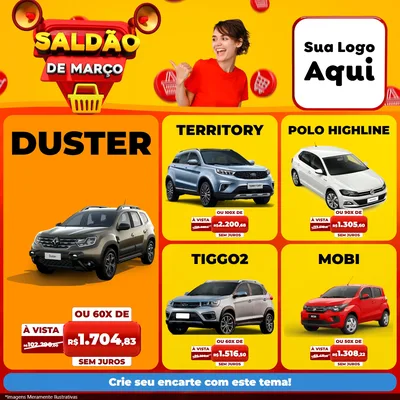 Modelo de Rede Social para Feed Facebook com o tema Saldão de Março para Concessionaria de Carros