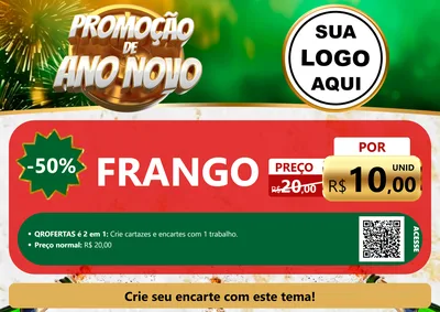 Modelo de Cartaz para Cartaz A4 Horizontal com o tema Promoção de Ano Novo para Assados