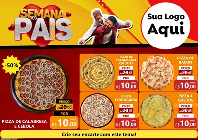 Modelo de Encarte para Encarte A4 Horizontal com o tema Semana Dos Pais para Pizzaria
