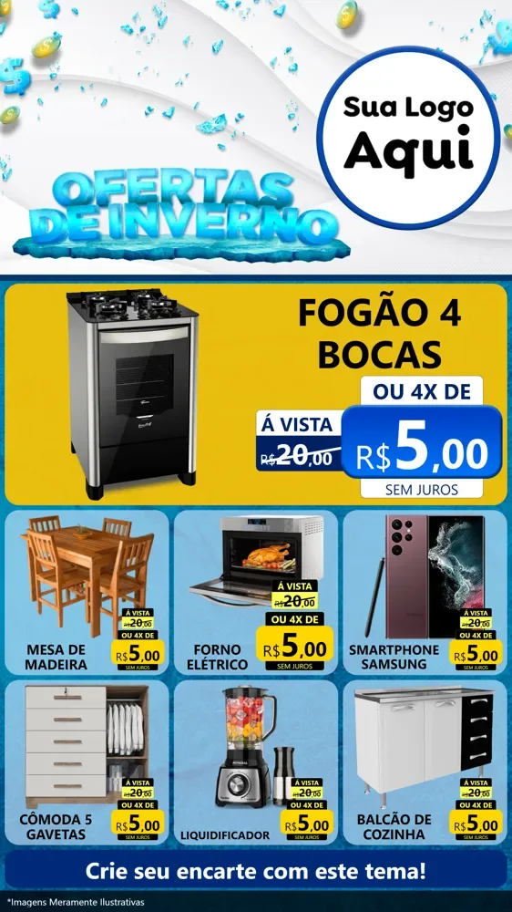 Modelo de Rede Social para Stories com o tema Ofertas de Inverno para Móveis e Eletro