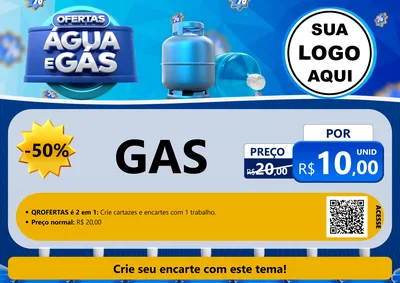 Modelo de Cartaz para Cartaz A4 Horizontal com o tema Ofertas Água e Gás para Água e gás