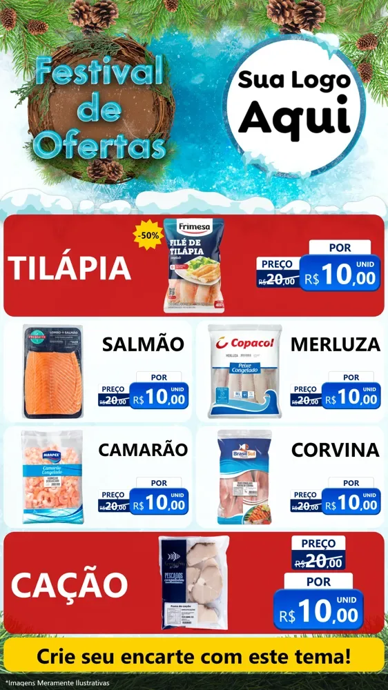 Modelo de TV para TV Vertical com o tema Festival de Ofertas - Inverno para Peixaria