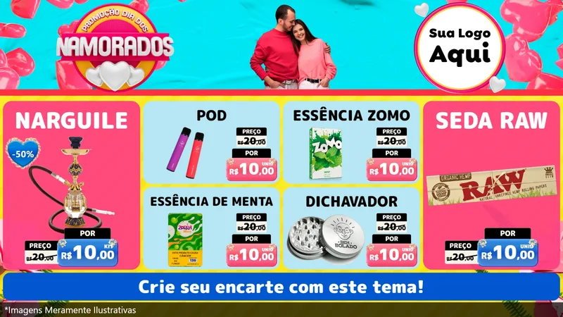 Modelo de TV para TV Horizontal com o tema Promoção Dia dos Namorados para Tabacaria