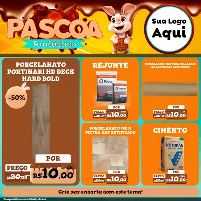 Modelo de Rede Social para Feed Facebook com o tema Páscoa Fantástica para Pisos e revestimentos