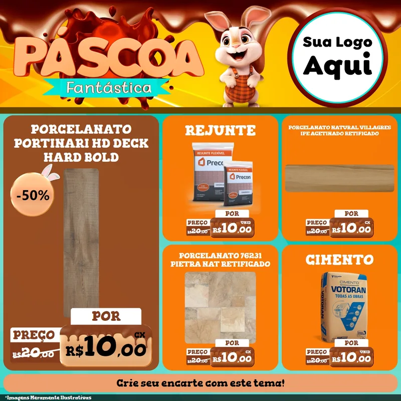 Modelo de Rede Social para Feed Facebook com o tema Páscoa Fantástica para Pisos e revestimentos