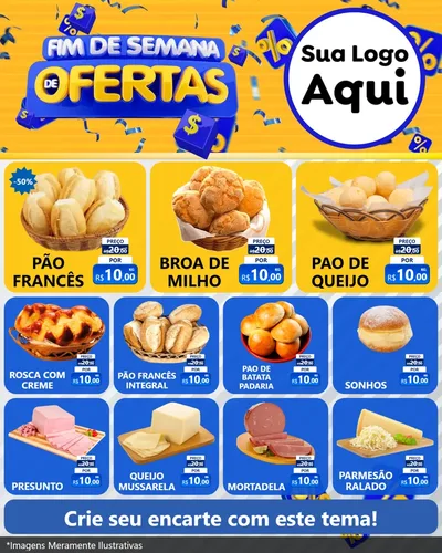 Modelo de Rede Social para Feed Instagram com o tema Fim de Semana de Ofertas para Padaria