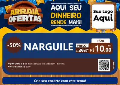 Modelo de Cartaz para Cartaz A4 Horizontal com o tema Arraiá de Ofertas - Junina para Tabacaria