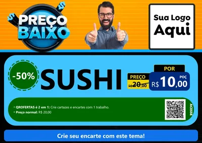 Modelo de Cartaz para Cartaz A4 Horizontal com o tema Preço Baixo para Comida japonesa