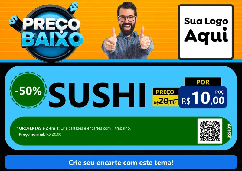 Modelo de Cartaz para Cartaz A4 Horizontal com o tema Preço Baixo para Comida japonesa