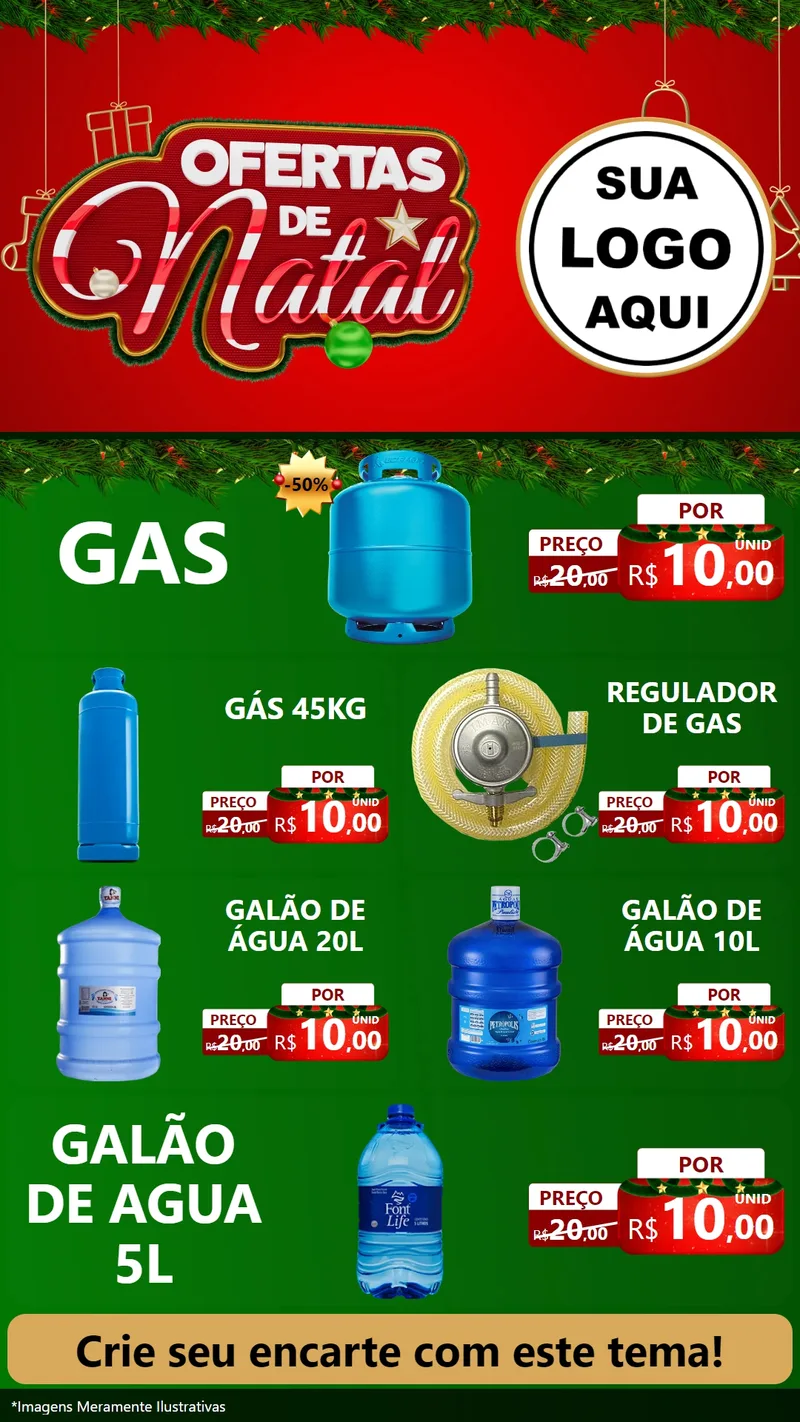 Modelo de TV para TV Vertical com o tema Ofertas de Natal para Água e gás