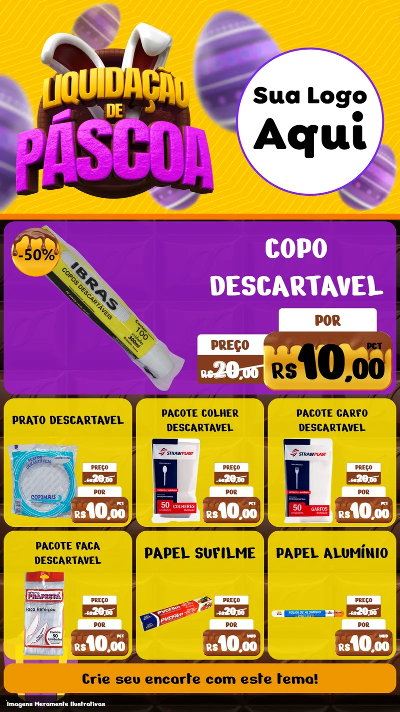 Modelo de Rede Social para Stories com o tema Liquidação de Páscoa para Embalagens