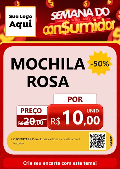 Modelo de Cartaz para Cartaz A4 Vertical com o tema Semana do Consumidor para Papelaria