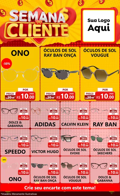 Modelo de Encarte para Encarte Grande com o tema Semana do Cliente para Óticas