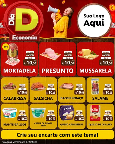 Modelo de Rede Social para Feed Instagram com o tema Dia D Economia para Frios e Laticínios