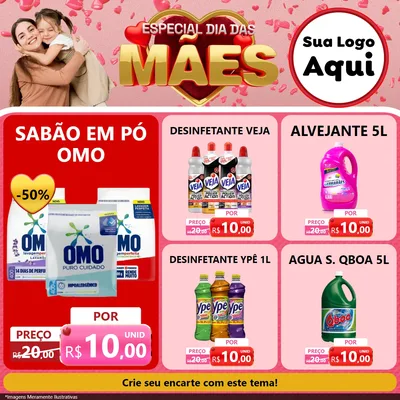 Modelo de Rede Social para Feed Facebook com o tema Especial Dia Das Mães para Produtos de Limpeza