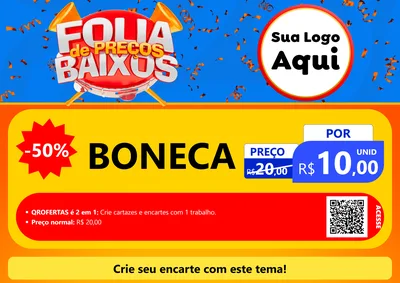 Modelo de Cartaz para Cartaz A4 Horizontal com o tema Folia de Preços Baixos para Brinquedos