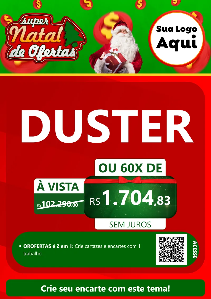 Modelo de Cartaz para Cartaz A4 Vertical com o tema Super Natal de Ofertas para Concessionaria de Carros