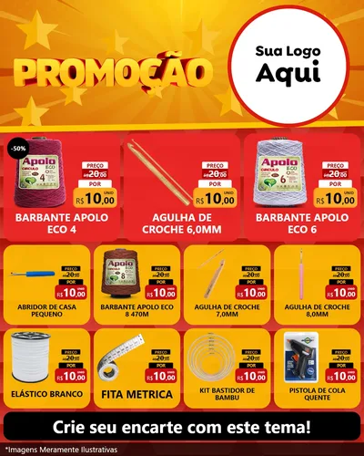Modelo de Rede Social para Feed Instagram com o tema Promoção para Armarinho e Aviamentos