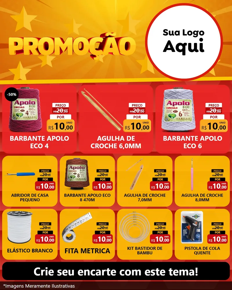 Modelo de Rede Social para Feed Instagram com o tema Promoção para Armarinho e Aviamentos