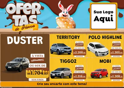 Modelo de Encarte para Encarte A4 Horizontal com o tema Ofertas de Páscoa para Concessionaria de Carros