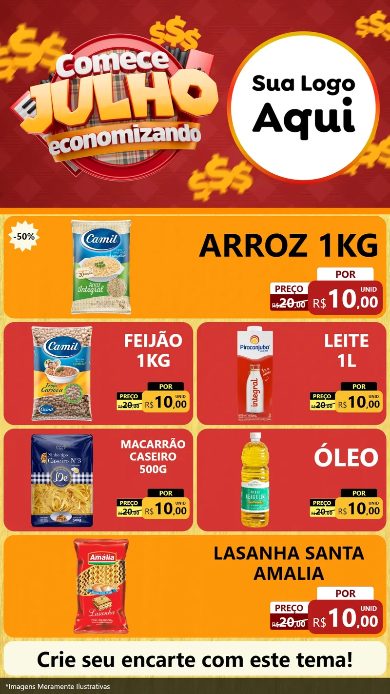 Modelo de TV para TV Vertical com o tema Comece Julho Economizando para Supermercado
