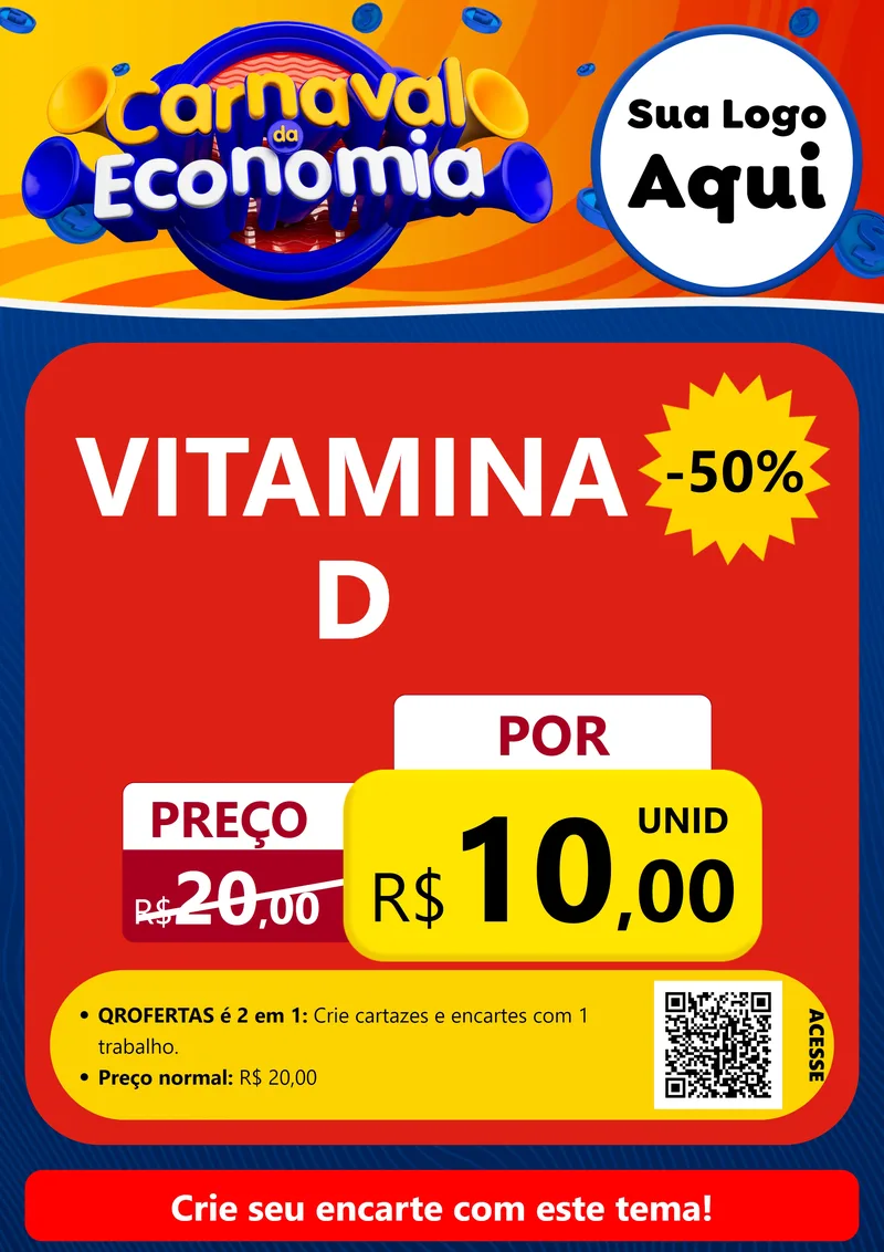 Modelo de Cartaz para Cartaz A4 Vertical com o tema Carnaval da Economia para Farmácia