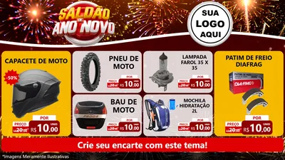 Modelo de TV para TV Horizontal com o tema Saldão de Ano Novo para Moto peças