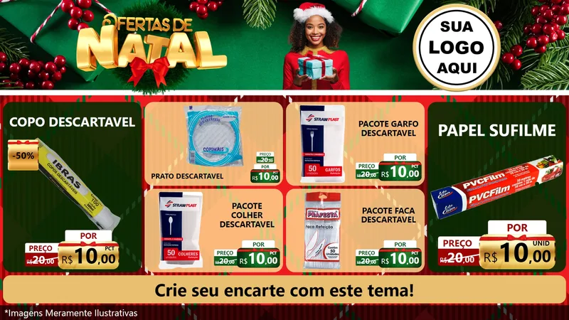 Modelo de TV para TV Horizontal com o tema Ofertas de Natal para Embalagens