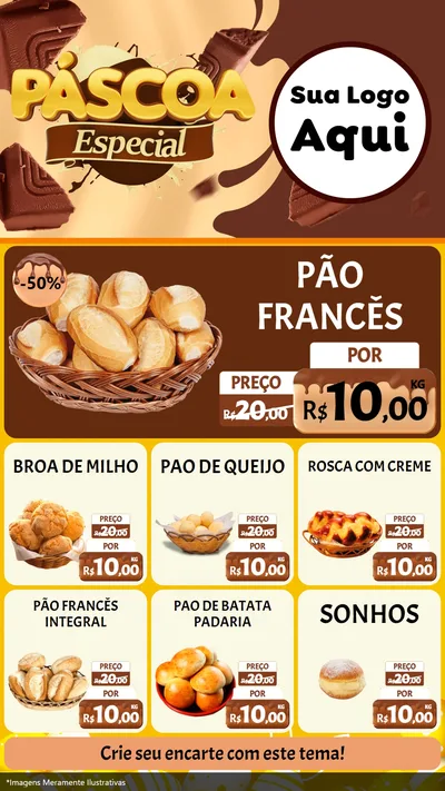 Modelo de Rede Social para Stories com o tema Páscoa Especial para Padaria