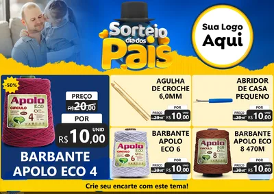 Modelo de Encarte para Encarte A4 Horizontal com o tema Sorteio Dia Dos Pais para Armarinho e Aviamentos