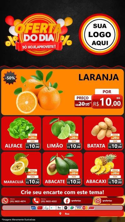 Modelo de Rede Social para Stories com o tema Oferta do Dia - Só hoje, Aproveite! para Hortifrúti