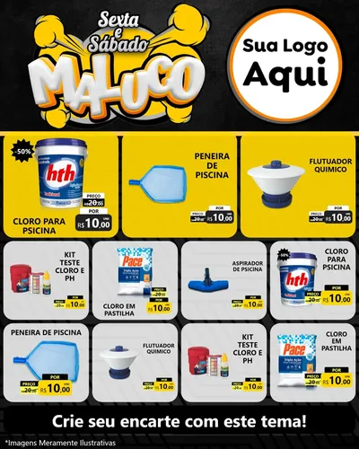 Modelo de Rede Social para Feed Instagram com o tema Sexta e Sábado Maluco para Produtos para Piscina