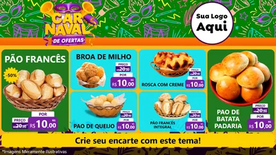 Modelo de TV para TV Horizontal com o tema Carnaval de Ofertas para Padaria