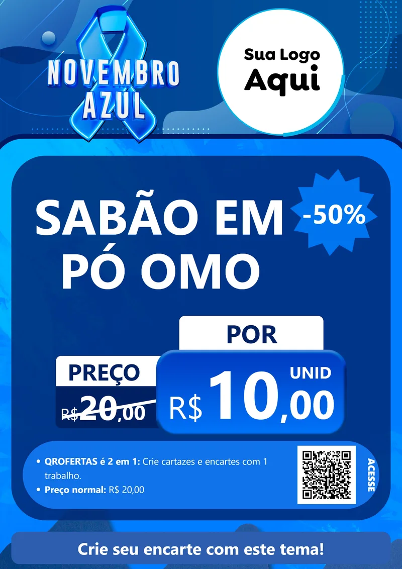 Modelo de Cartaz para Cartaz A4 Vertical com o tema Novembro Azul para Produtos de Limpeza