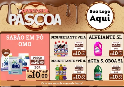 Modelo de Encarte para Encarte A4 Horizontal com o tema Ofertas de Páscoa para Produtos de Limpeza