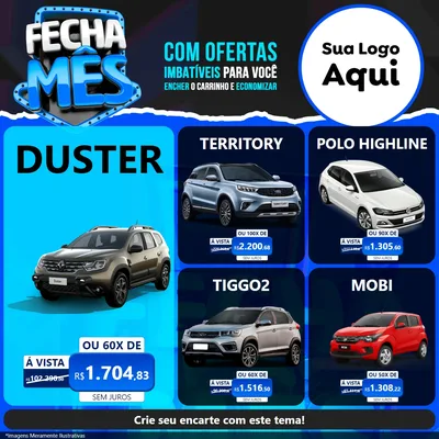Modelo de Rede Social para Feed Facebook com o tema Fecha Mês para Concessionaria de Carros