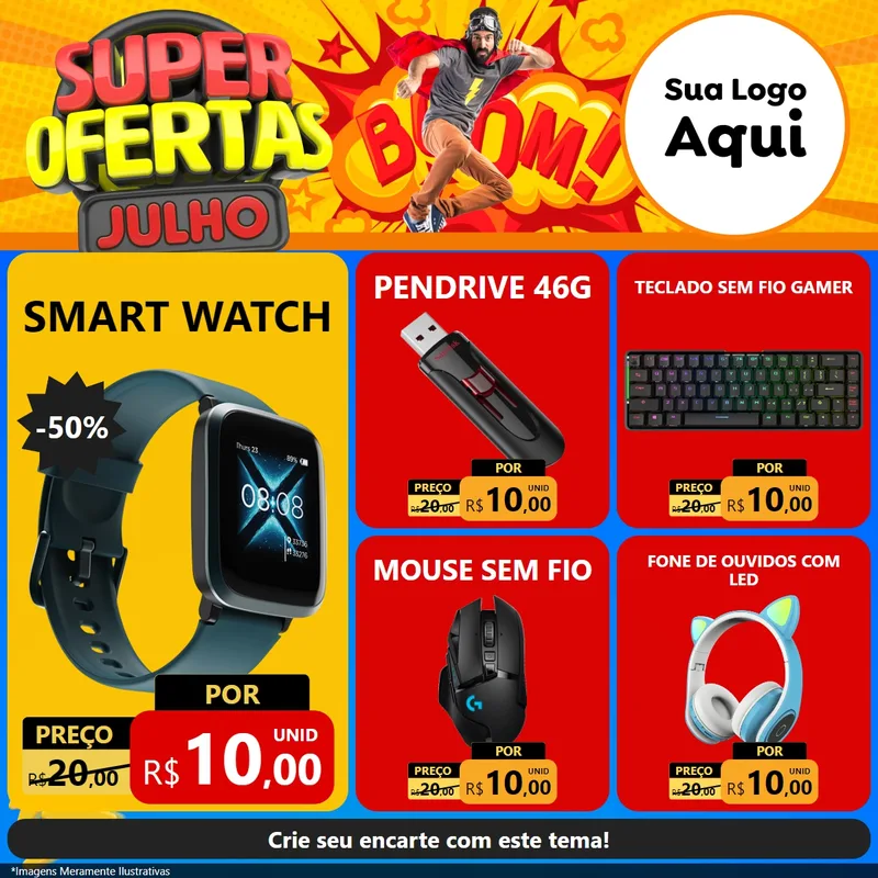 Modelo de Rede Social para Feed Facebook com o tema Super Ofertas Julho para Informática