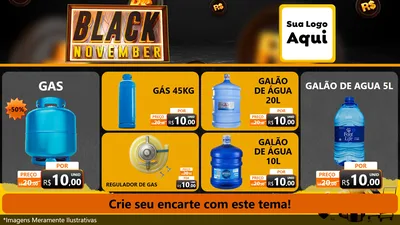 Modelo de TV para TV Horizontal com o tema Black November para Água e gás