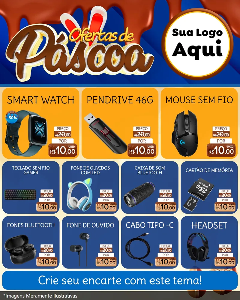 Modelo de Rede Social para Feed Instagram com o tema Ofertas de Páscoa para Informática