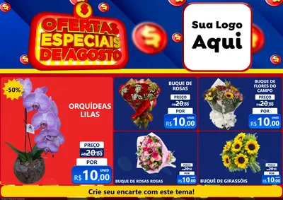 Modelo de Encarte para Encarte A4 Horizontal com o tema Ofertas Especiais de Agosto para Floricultura e jardim