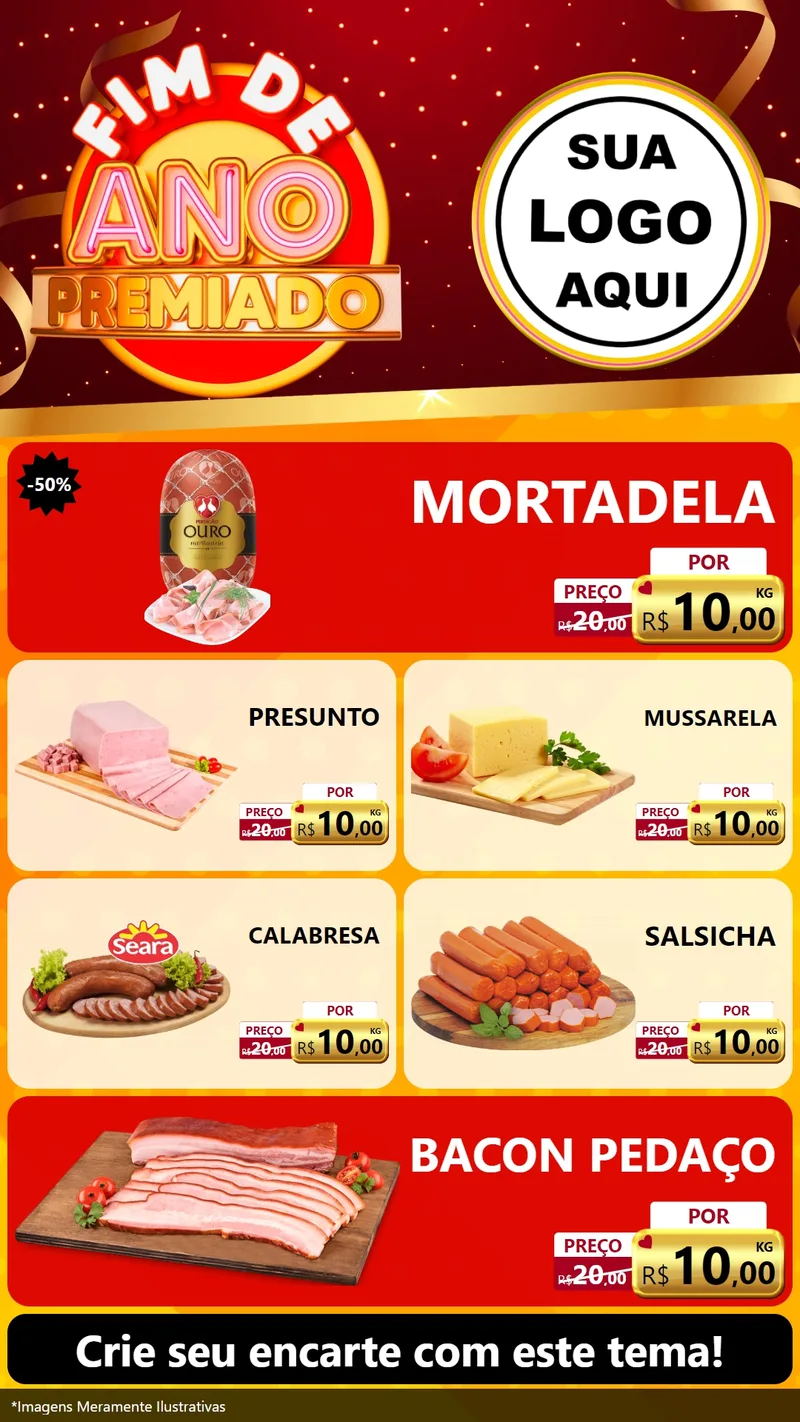 Modelo de TV para TV Vertical com o tema Fim de Ano Premiado para Frios e Laticínios