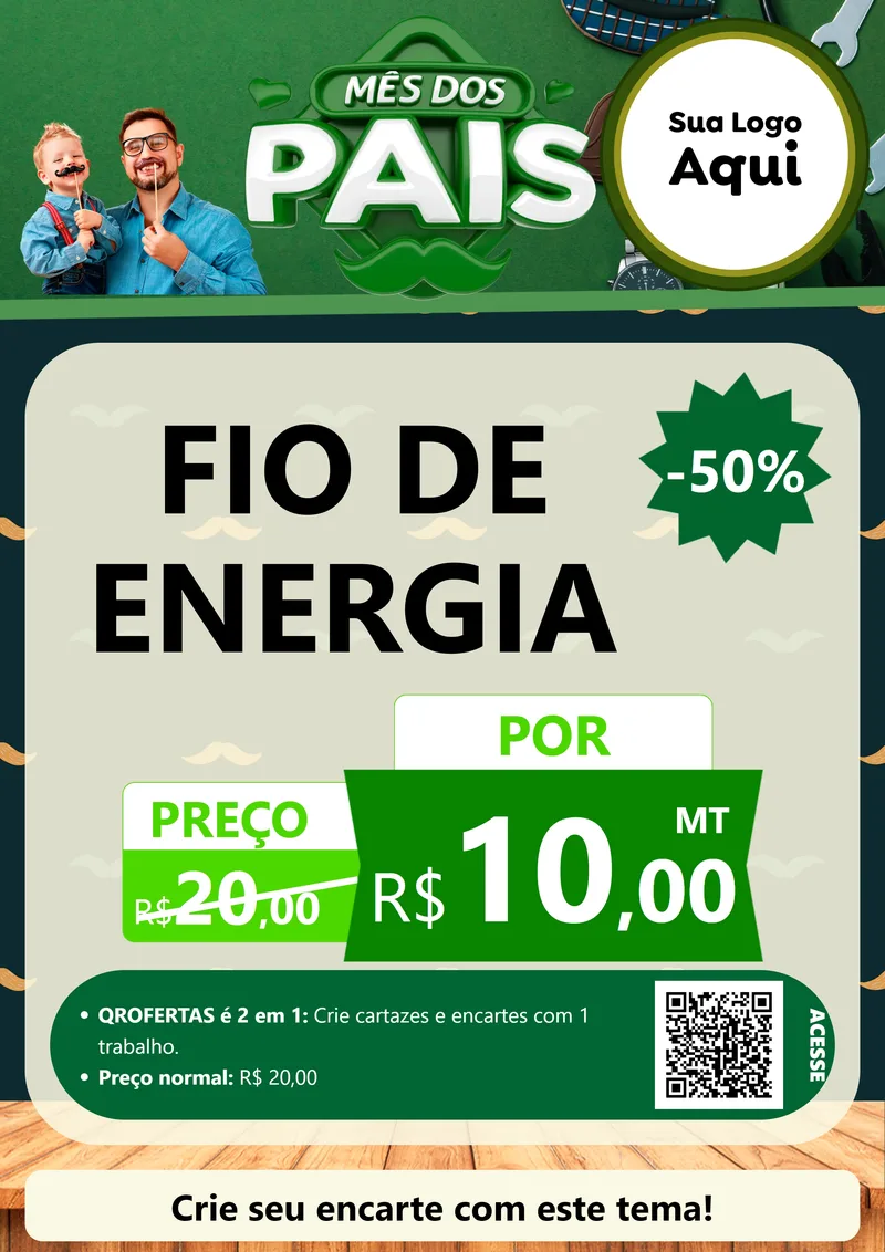 Modelo de Cartaz para Cartaz A4 Vertical com o tema Mês dos Pais para Materiais Elétricos