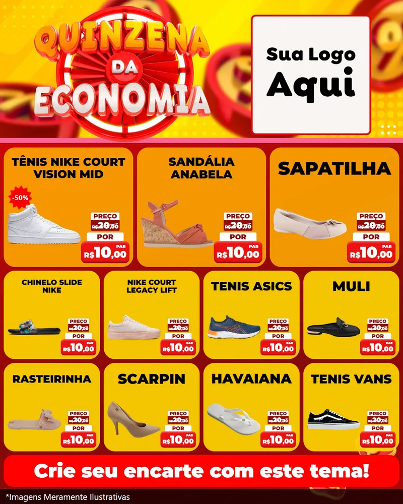 Modelo de Rede Social para Feed Instagram com o tema Quinzena Da Economia para Calçados