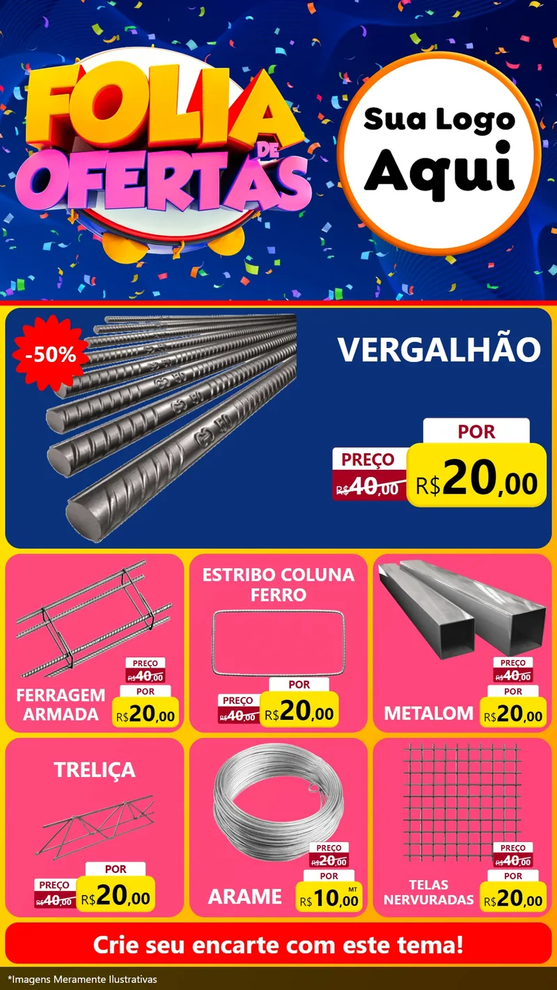 Modelo de Rede Social para Stories com o tema Folia de Ofertas para Ferragens