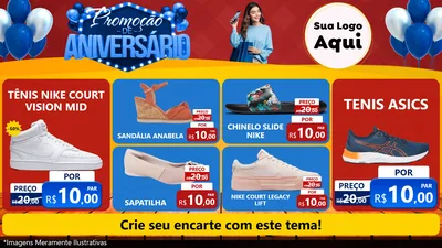 Modelo de TV para TV Horizontal com o tema Promoção de Aniversário para Calçados