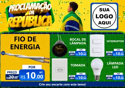 Modelo de Encarte para Encarte A4 Horizontal com o tema Proclamação da República para Materiais Elétricos