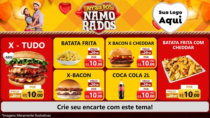 Modelo de TV para TV Horizontal com o tema Arraiá dos Namorados para Hamburgueria