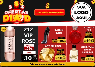 Modelo de Encarte para Encarte A4 Horizontal com o tema Ofertas Dia D para Perfumes