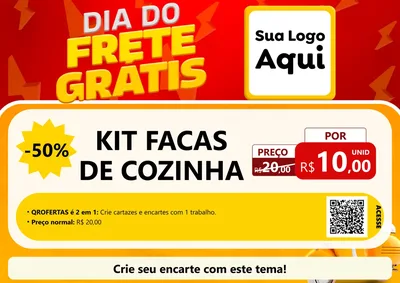 Modelo de Cartaz para Cartaz A4 Horizontal com o tema Dia do Frete Grátis para Utilidades Domésticas